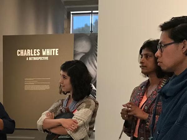 Group of people in Los Angeles County Museum of Art.